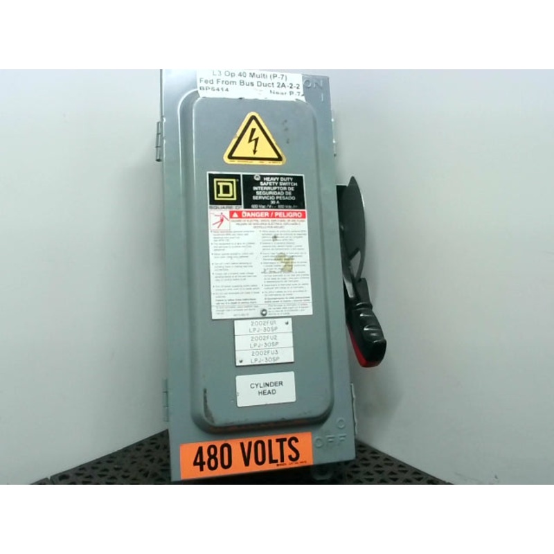 Square D H361AWKEI 30A 600V AC/DC 3 Pole Non-Fusible Safety Disconnect Switch