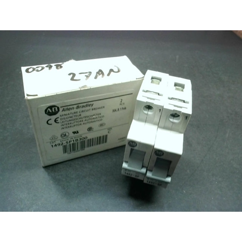 Allen Bradley 1492-SP1B100 Breaker (2 PCS) for DIN Rail Ser.C 10amp