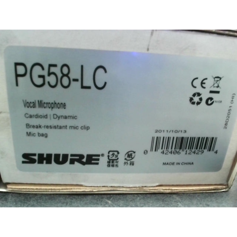 Shure PG58-LC Vocal Cardioid Dynamic Microphone w/  Accessories