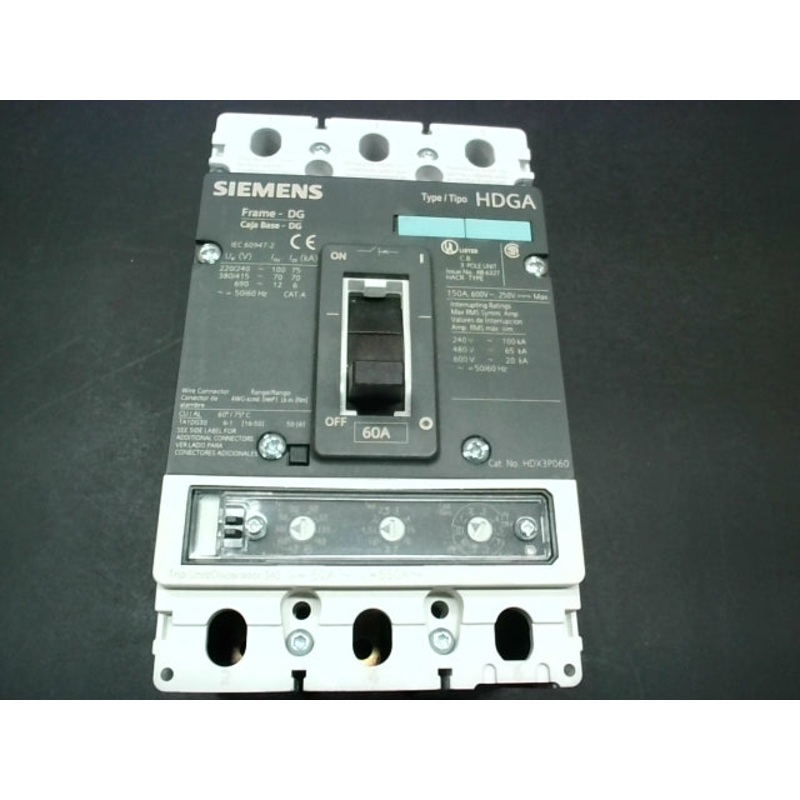 Siemens HDX3P060 HDGA 60A 3Pole Circuit Breaker 3VL2106-2GE30-0AA0