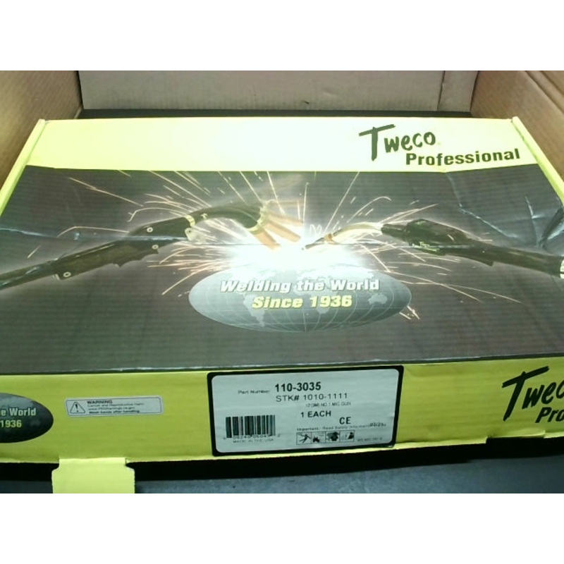 Tweco Professional M110-3035 MIG Gun For .035 Wire 180 Ampb w/ 10′ Lead And Miller Style Rear Connection Air Cooled