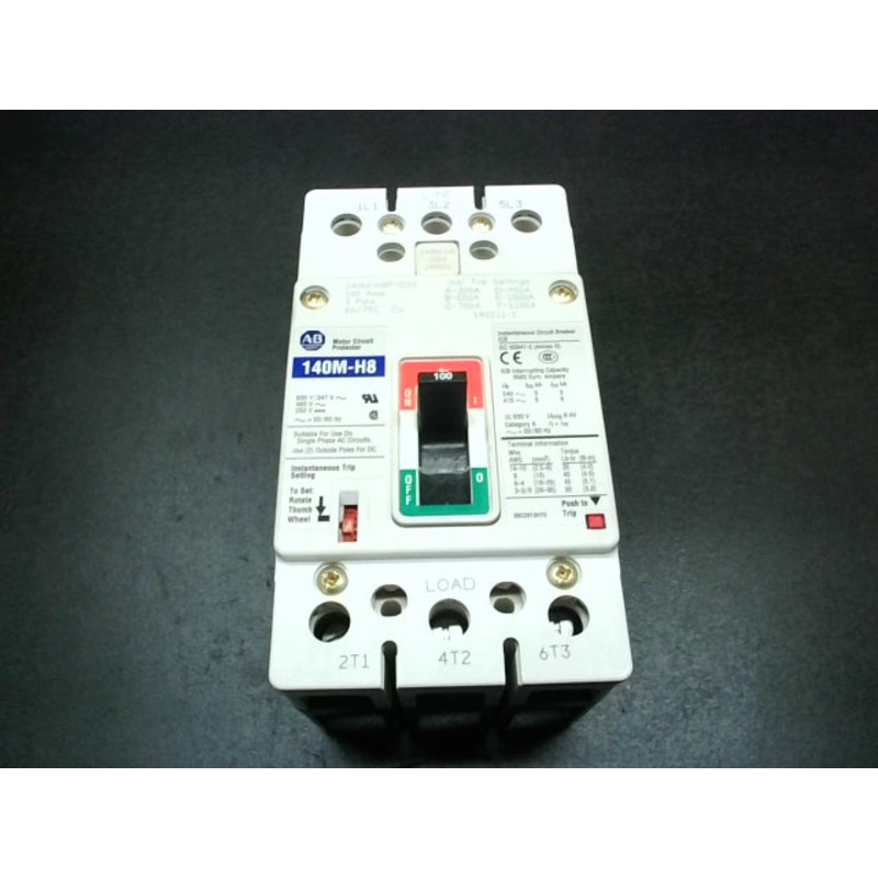 Allen Bradley 140M-H8P-D10 Circuit Breaker 100A/600V 65kA 3-Pole H-Frame