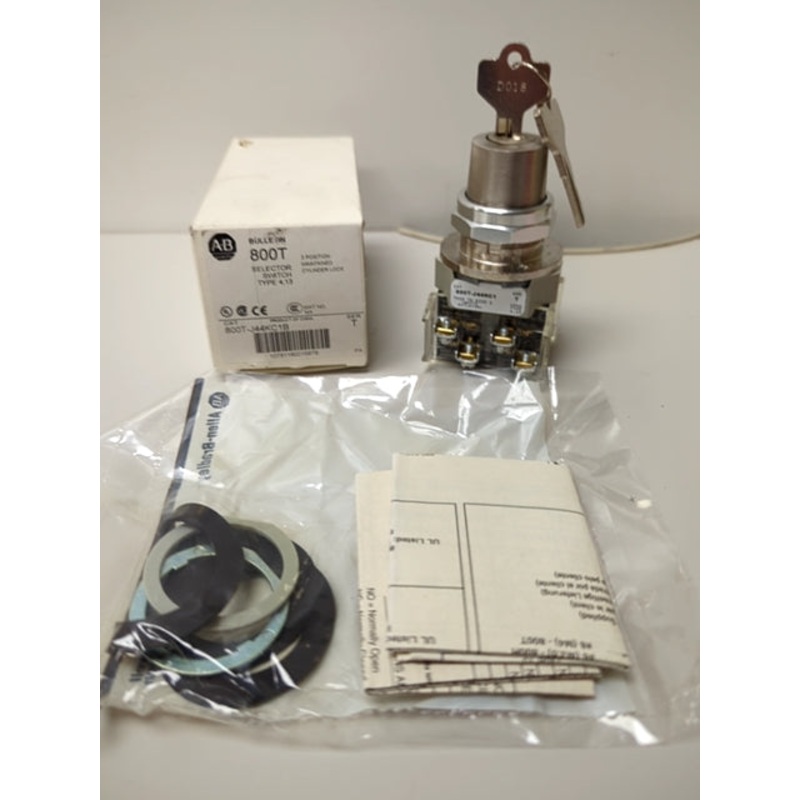 Allen Bradley 800T-J44KC1B 3 Position Maintained Cylinder Lock Selector Switch 2NC 2NO