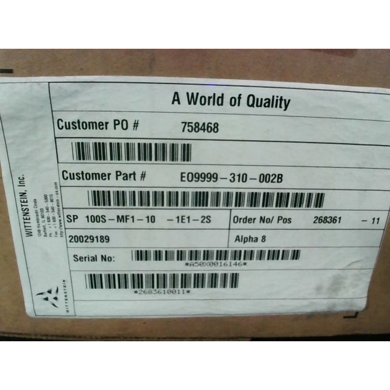 Wittenstein SP 100S-MF1-10-1E1-2S Head Servo and Planetary Gear Reducer