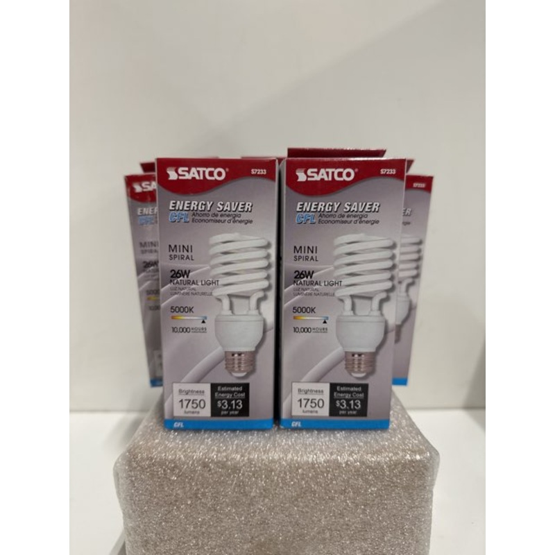 SATCO S7233 26W Energy Saver Natural Light Bulbs (Lot of 5) 10000 Hours 1750 Lumens