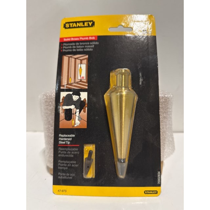 Stanley 47-973 Solid Brass Plumb Bob 8oz Hardened Steel Tip 70002835