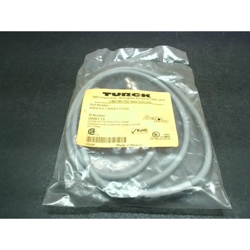 Turck WAKW 4.5T-1-WASW 4.5T/S101 Cable Cordset Double Ended 5-pin M12 Eurofast M/F B Coded Connector