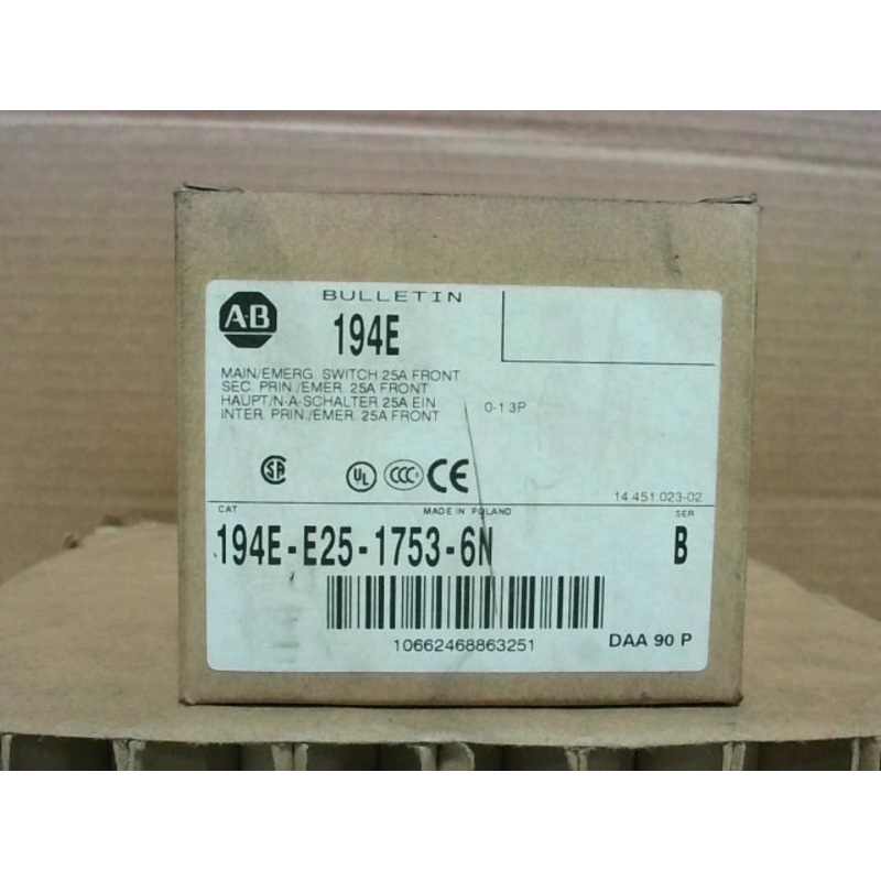 Allen Bradley 194E-E25-1753-6N /B Emergency Switch 25A