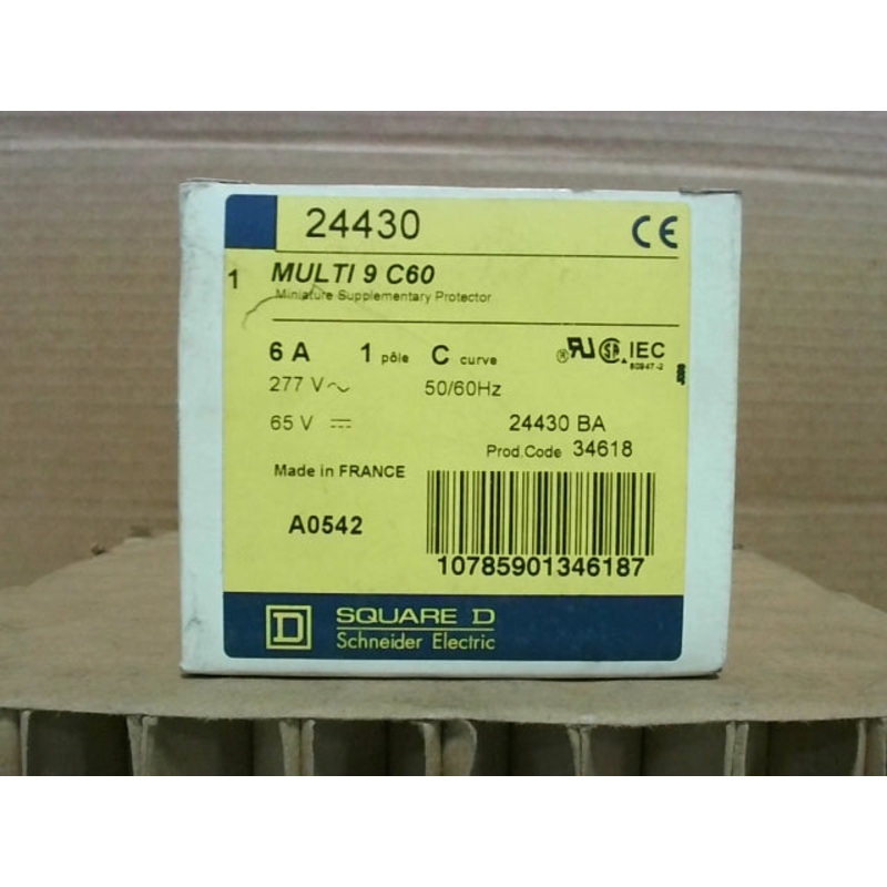 Square D 24430 Multi 9 C60 Circuit Breaker 1P 6A 240/277V 24430