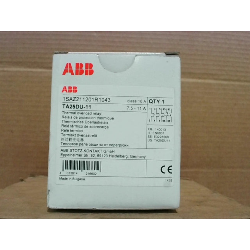 ABB TA25DU-11 Thermal Overload Relay 7.5-11A 1SAZ211201R1043
