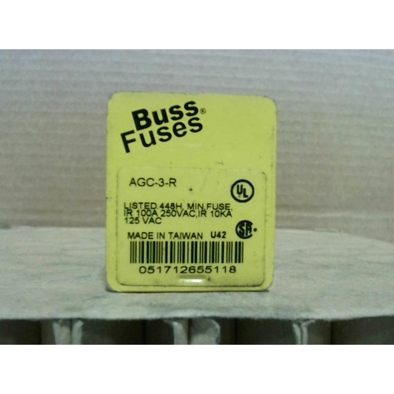 Cooper Bussmann AGC-3-R Buss Small Dimension Fuses 100A 250VAC (Box of 5)