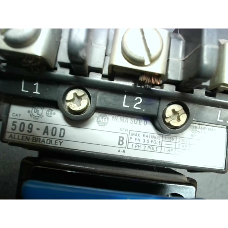 Allen Bradley 509-A0D Motor Starter 18A Size 0 120V Ser B