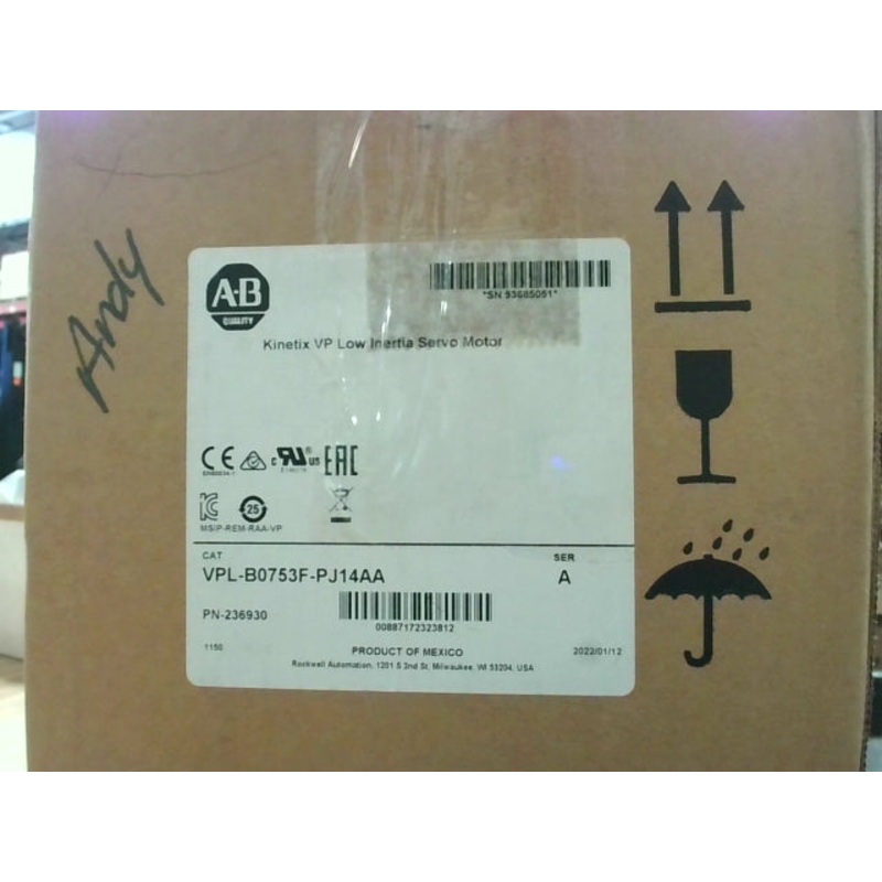 Allen Bradley VPL-B0753F-PJ14AA /A Kinetix VP Low Inertia Servo Motor 6600 RPM Peak 24VDC Holding Brake