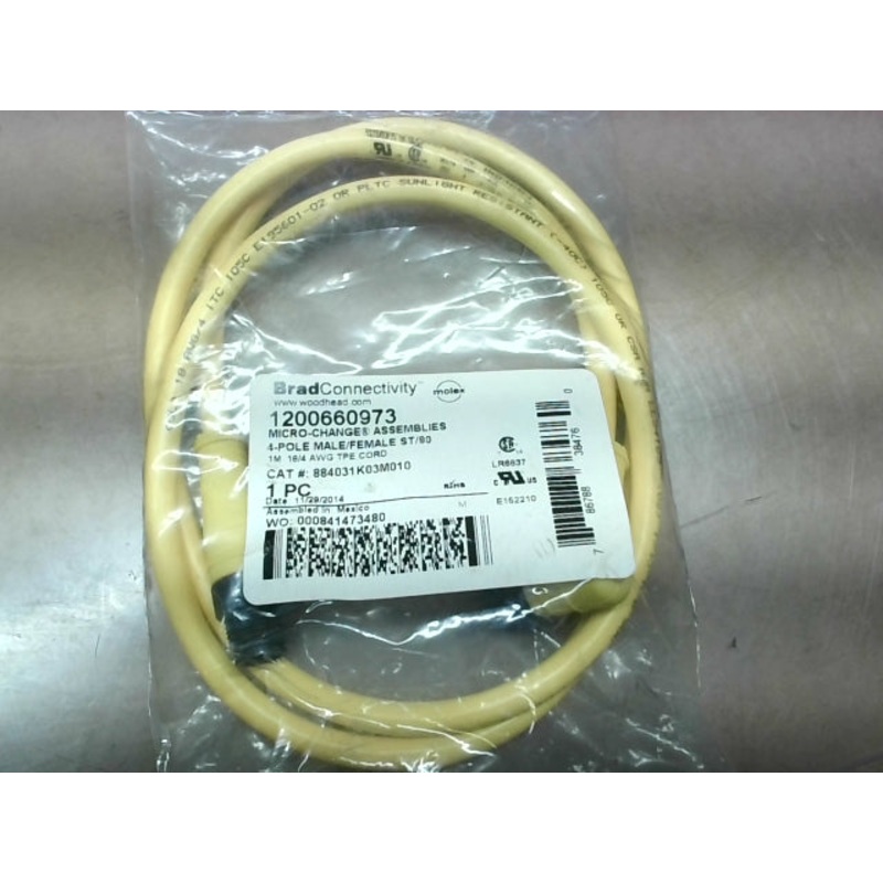 Brad Connectivity 1200660973 Micro-Change Cordset 4-Pole M12 1m TPE Cable