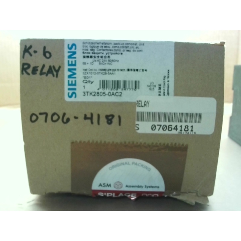 Siemens 3TK2806-0BB4 Safety Contactor Combination 24V DC 5NO/1NC Self-Latching Module