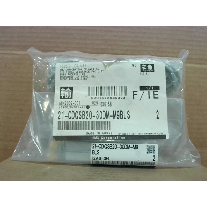 SMC 21-CDQSB20-30DM-M9BLS Compact Pneumatic Cylinder 20mm Bore 30mm Stroke (Lot of 2 pcs)
