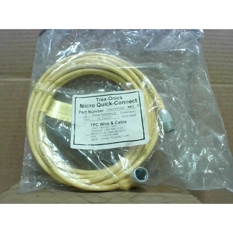 TPC Wire 69933/97047 /C Micro Quick Connect Cable 90 Degree Male Straight Female 15′ Length