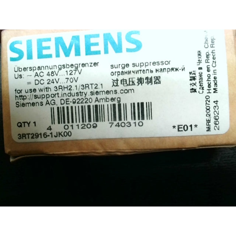 Siemens 3RT2916-1JK00 (2 PCS) Surge Suppressor for Contactors AC 48V-127V / DC 24V-70V