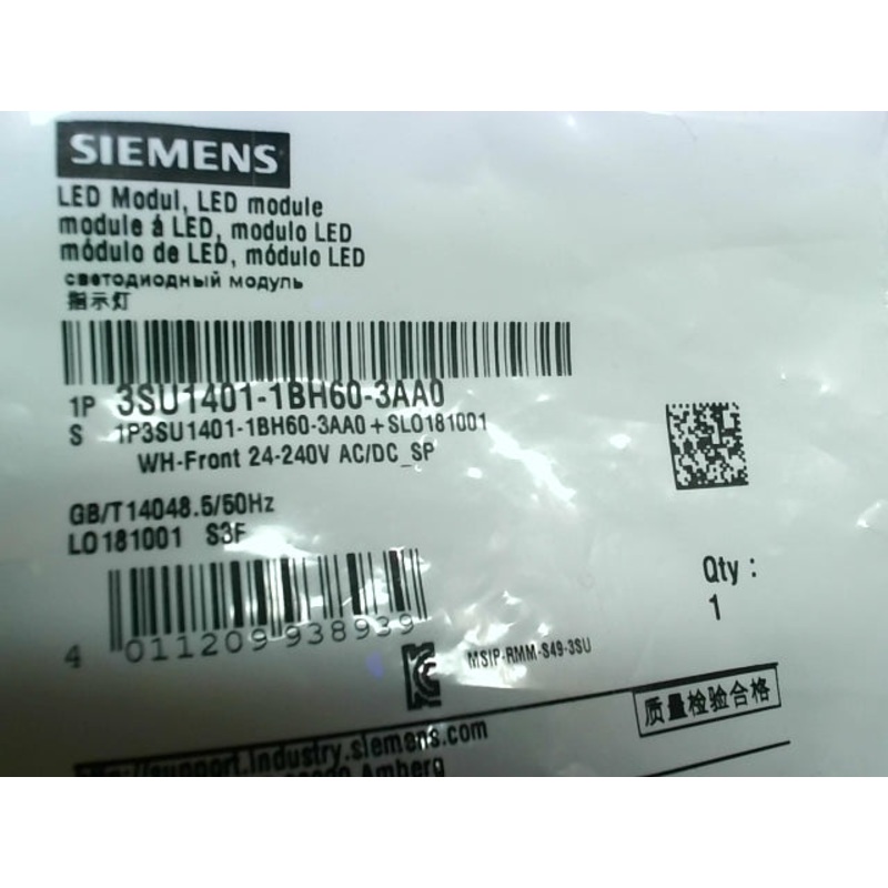 Siemens 3SU14011BH603AA0 LED (2 PCS) Module 24-240V AC/DC White Spring Terminal