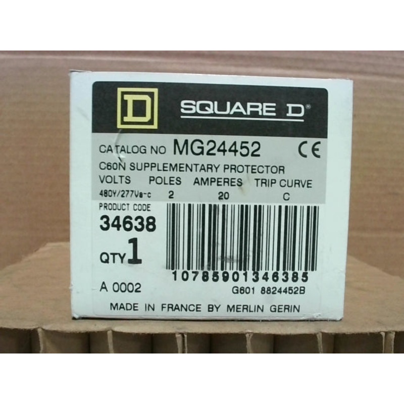 Square D MG24452 C60N Supplementary Protector 2 Pole 20A 480Y/277VAC 34638
