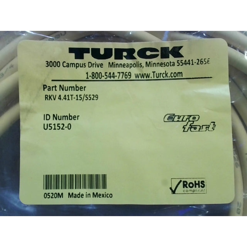 Turck RKV 4.41T-15/S529 Cordset Cable U5152-0