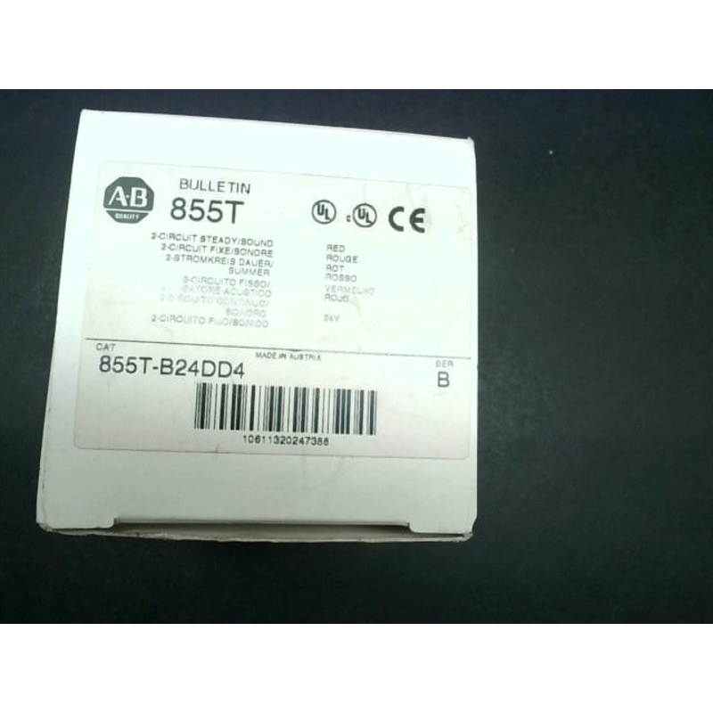 Allen Bradley 855T-B24DD4 Stack Light/Alarm Ser B Red 2-Circuit 24V AC/DC
