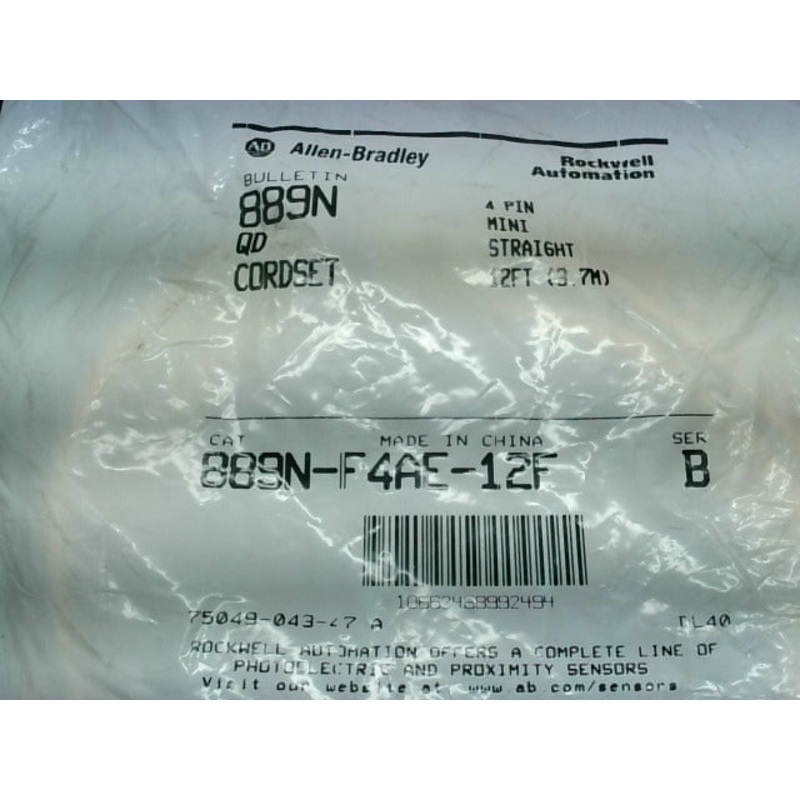 Allen Bradley 889N-F4AE-12F Bulletin 889N Cordset Ser B 4Pin Mini Straight 12FT 3.7M