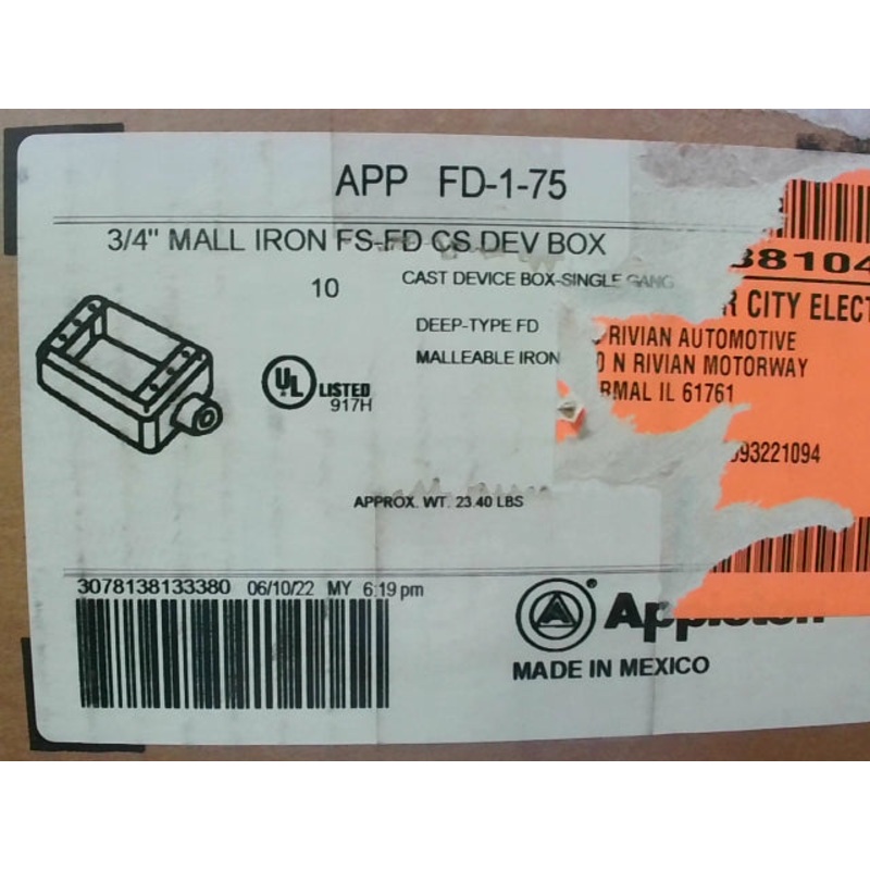 Appleton APP FD-1-75 Mall Iron FS-FD Single Gang Device Box (Lot of 10)