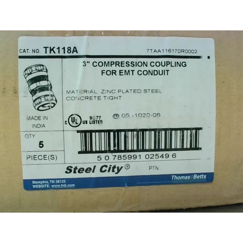 Thomas & Betts TK118A 3 EMT Compression Coupling (5pcs)
