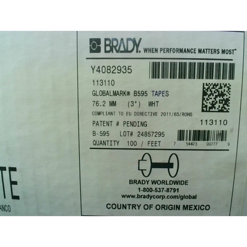 Brady Y4082935 Globemarks Tapes 3 76.2mm B595