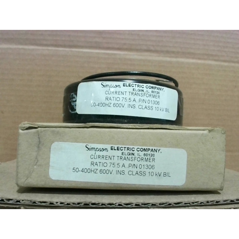 Simpson Electric 01306 Current Transformer 75:5A Ratio 50-400Hz 600V