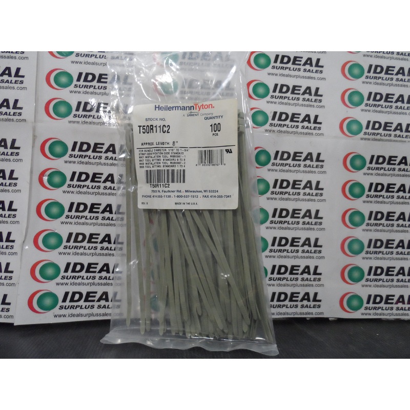 Standard 8 Cable Tie 50Lb Tensile Strength PA66 Gray 100/PKG