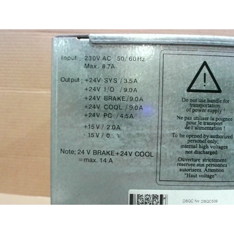 ABB Robotics EFORE SR92B130 3HAC14265-1 Power Supply 230VAC In 50/60Hz 8.7A Max