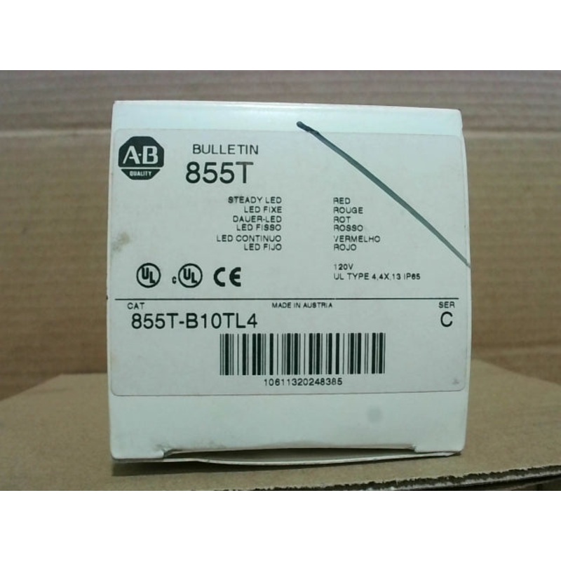 Allen Bradley 855T-B10TL4 Red Steady LED Stack Light 120VAC