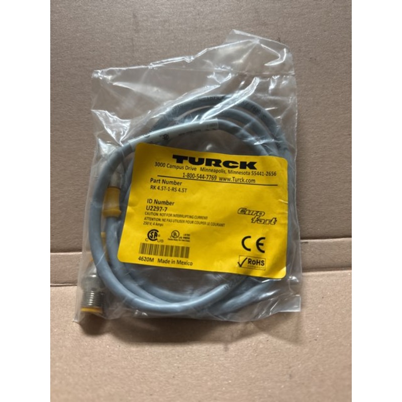 Turck RK 4.5T-1-RS 4.5T Eurofast Cable Male/Female U2297-7