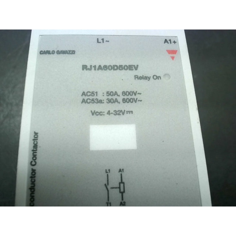 Carlo Gavazzi RJ1A60D50EV Solid State Contactor 600 VAC 4-32 VDC 90mm
