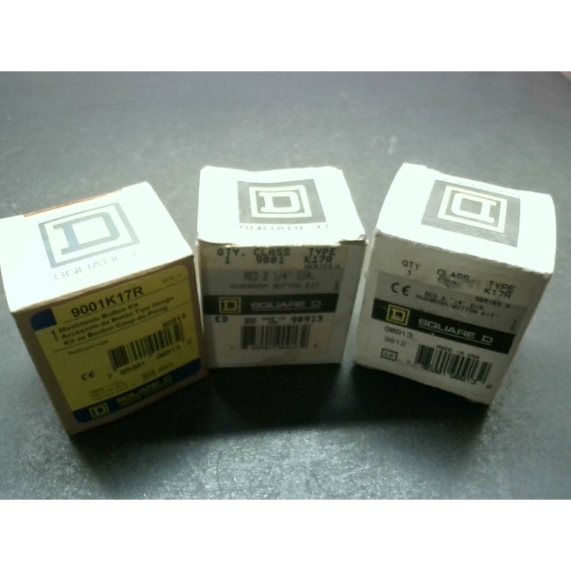 Square D 9001K17R (3 PCS) Mushroom Push Button Kit Red