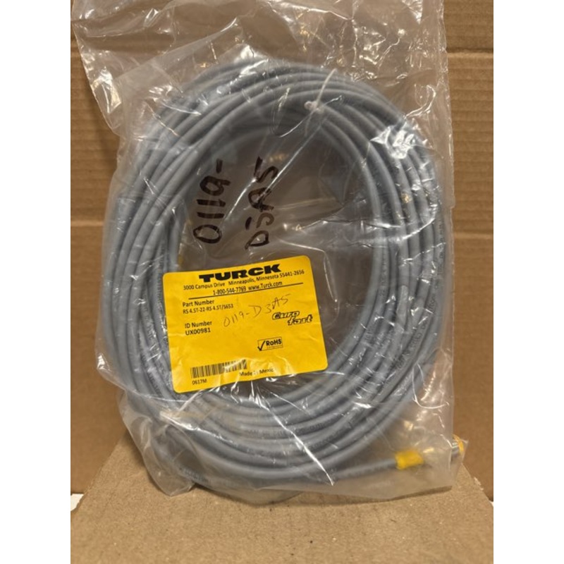 Turck RS 4.5T-22-RS 4.5T/S653 QD Cable Cordset 22M Length UX00981
