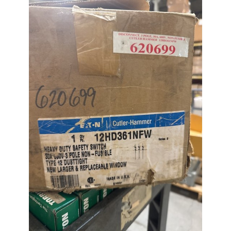 Cutler Hammer 12HD361NFW 30A Non-Fusible Heavy Duty Safety Switch 3P 30A 600V NEMA 12