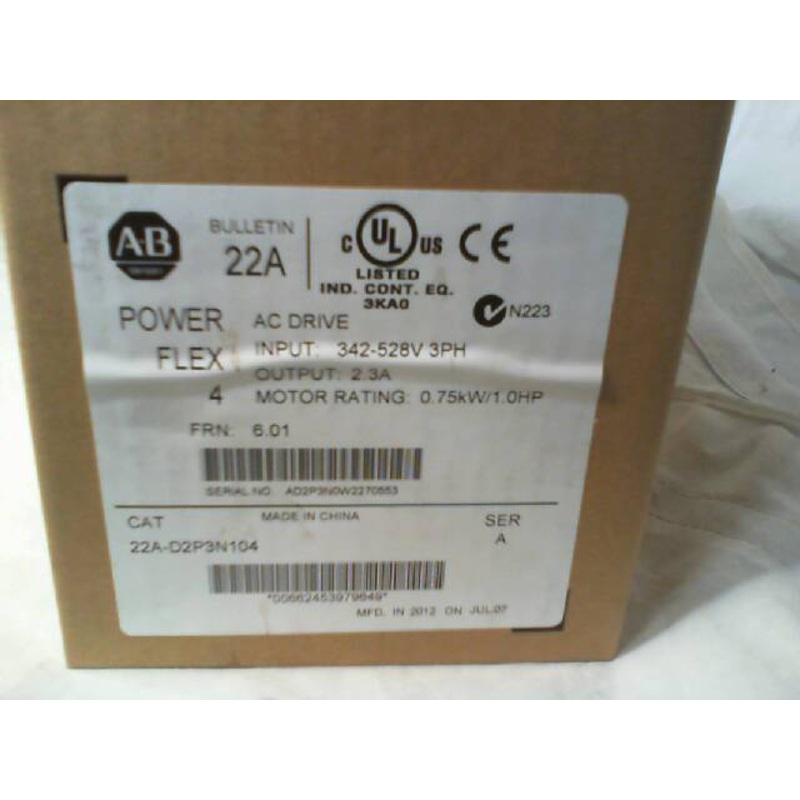 Allen Bradley 22A-D2P3N104 PowerFlex 4 AC Drive 1HP 0.75kW