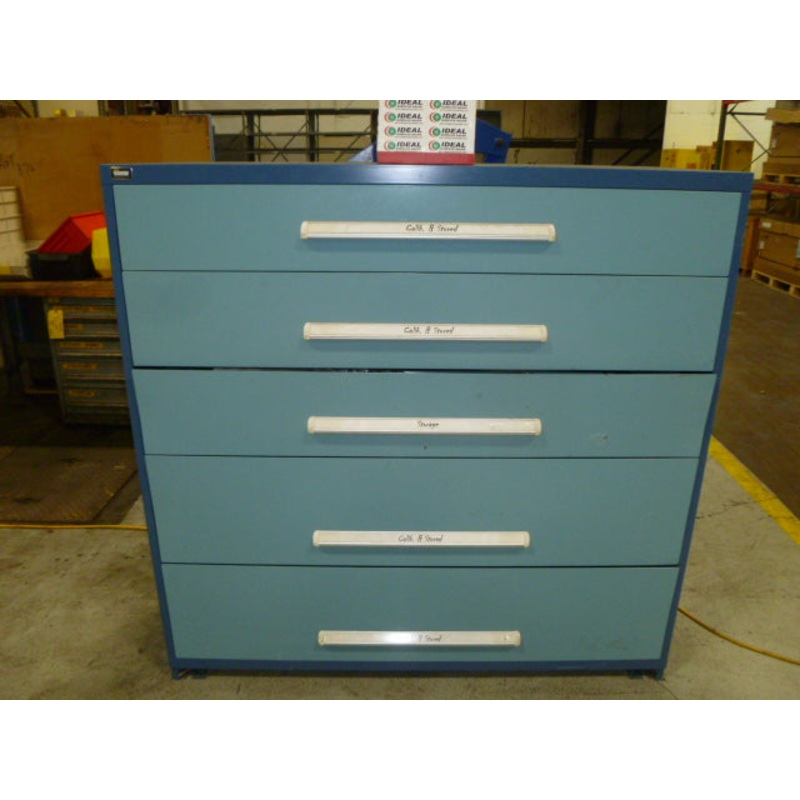 CABINET, STANLEY VIDMAR, 5 DRAWER, 60W X 28D X 59TALL, COLOR: BLUE,