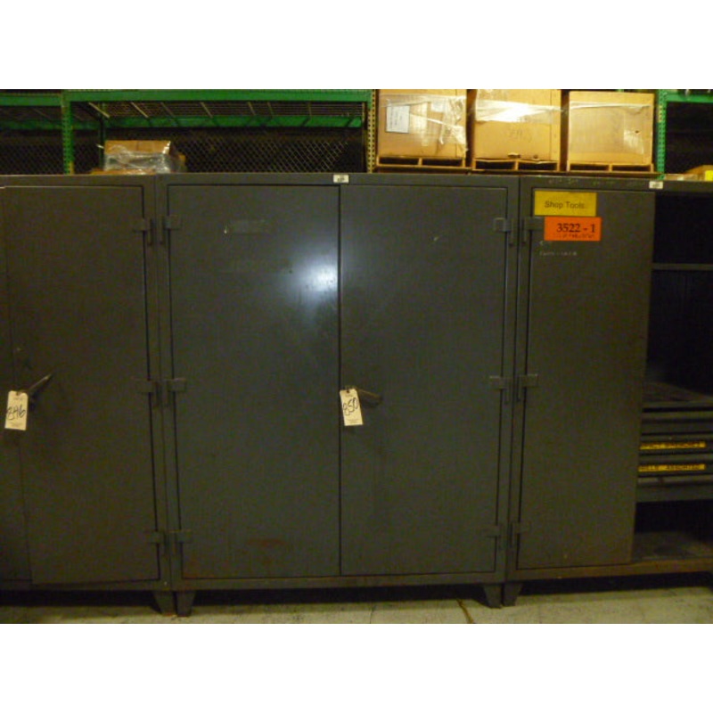 CABINET, STRONG HOLD, 56-244- 2 DOOR, 4 LEVEL SHELF UNIT W/ ELECTRIC OUTLETS INSIDE (1)60 WIDE X 24 DEEP X 77 1/2 TALL
