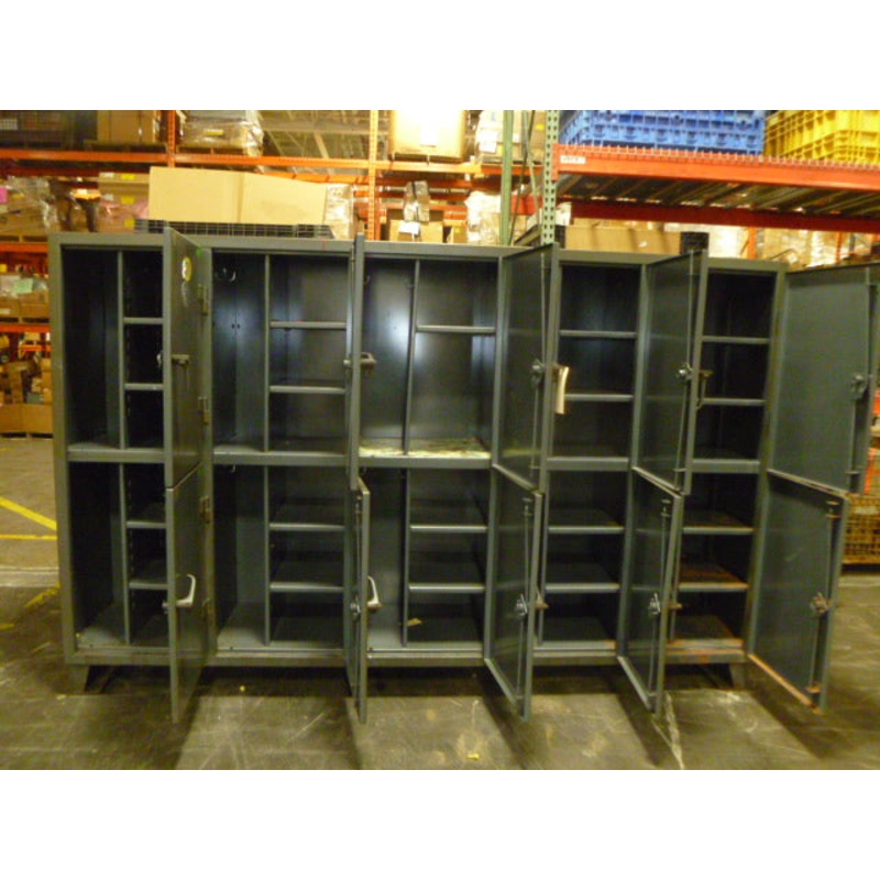CABINET, STRONG HOLD, LOT 862 – 10 DOOR PERSONNEL LOCKER DOUBLE TIER ASSEMBLED 122WIDE X24DEEPX78TALL