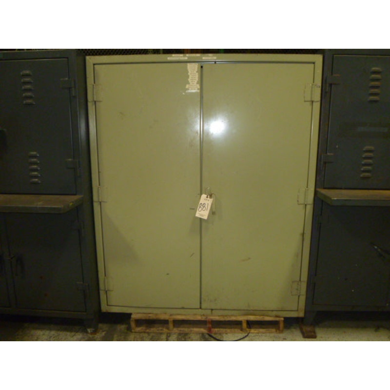 CABINET, STRONG HOLD, MODEL 56-244, 2 DOOR, 2 SHELF, 60 WIDE X 24 DEEP X 78 OAH W /ELECTRIC OUTLETS