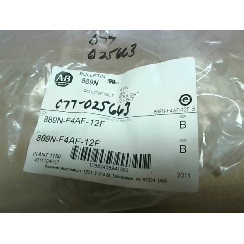 Allen Bradley 889N-F4AF-12F Series Cordset, Mini, 4-Pin, Straig
