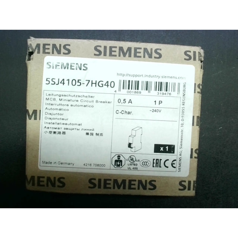 Siemens 5SJ4105-7HG40 Circuit Breaker 0,5A 1P