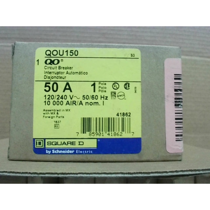 Square D QOU150 Circuit Breaker 1P 50A 120/240V 50/60Hz