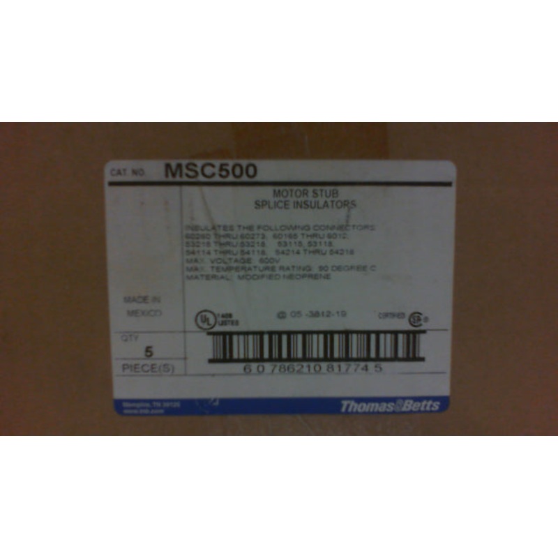 Thomas & Betts MSC500 Motor Stub Splice Insulators (5 PCS) Factory Sealed