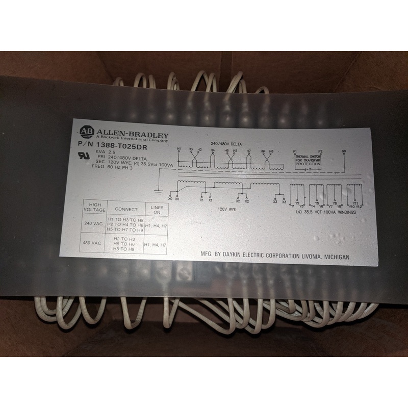 Allen Bradley 1388-T025DR Transformer 2.5 KVA 240/480V X 120V 3PH Factory Sealed!