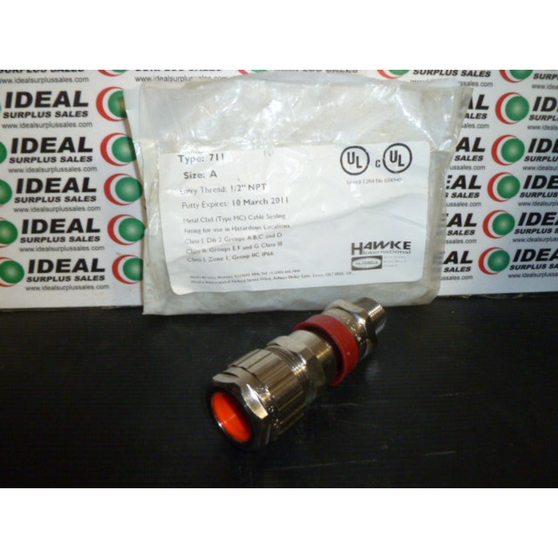 CONNECTOR, HAWKE INTERNATIONAL TYPE: 711, SIZE: A, 1/2 NPT, CABLE GLAND/CONNECTOR, MINUS PUTTY